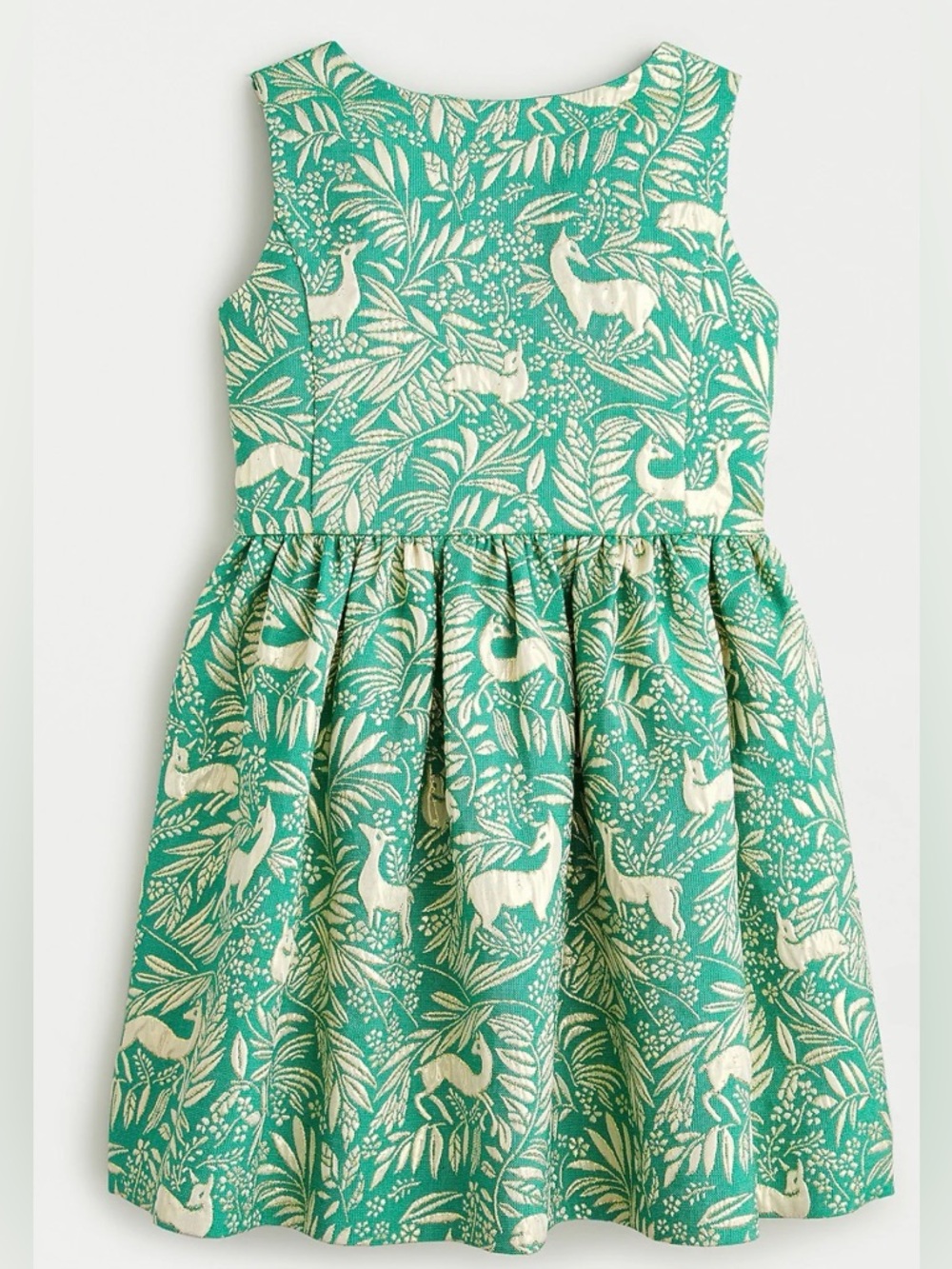 Crewcuts Sleeveless Jacquard Dress - Botanical Green Deer Print Size 4 - C36-011